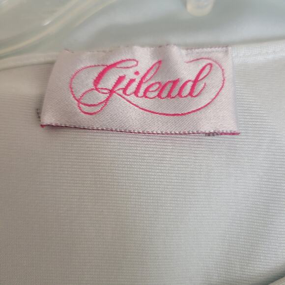 Vintage Gilead Women Blue Nightgown Robe Set – Size L – Satin Floral Embroidery - Picture 4 of 11